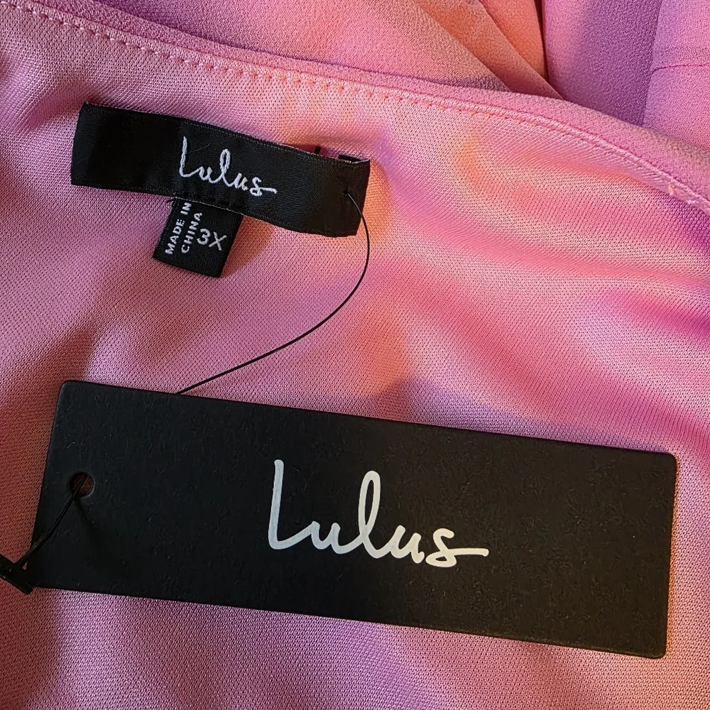 Lulus 3X Simply Brilliant Pink One-Shoulder Bow Maxi Dress, Size 3X